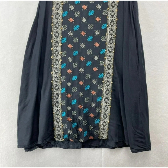 O'neill Dress Women's Sz XS Black Sleeveless A Line Tunic Floral Diamond Studded - Picture 7 of 9